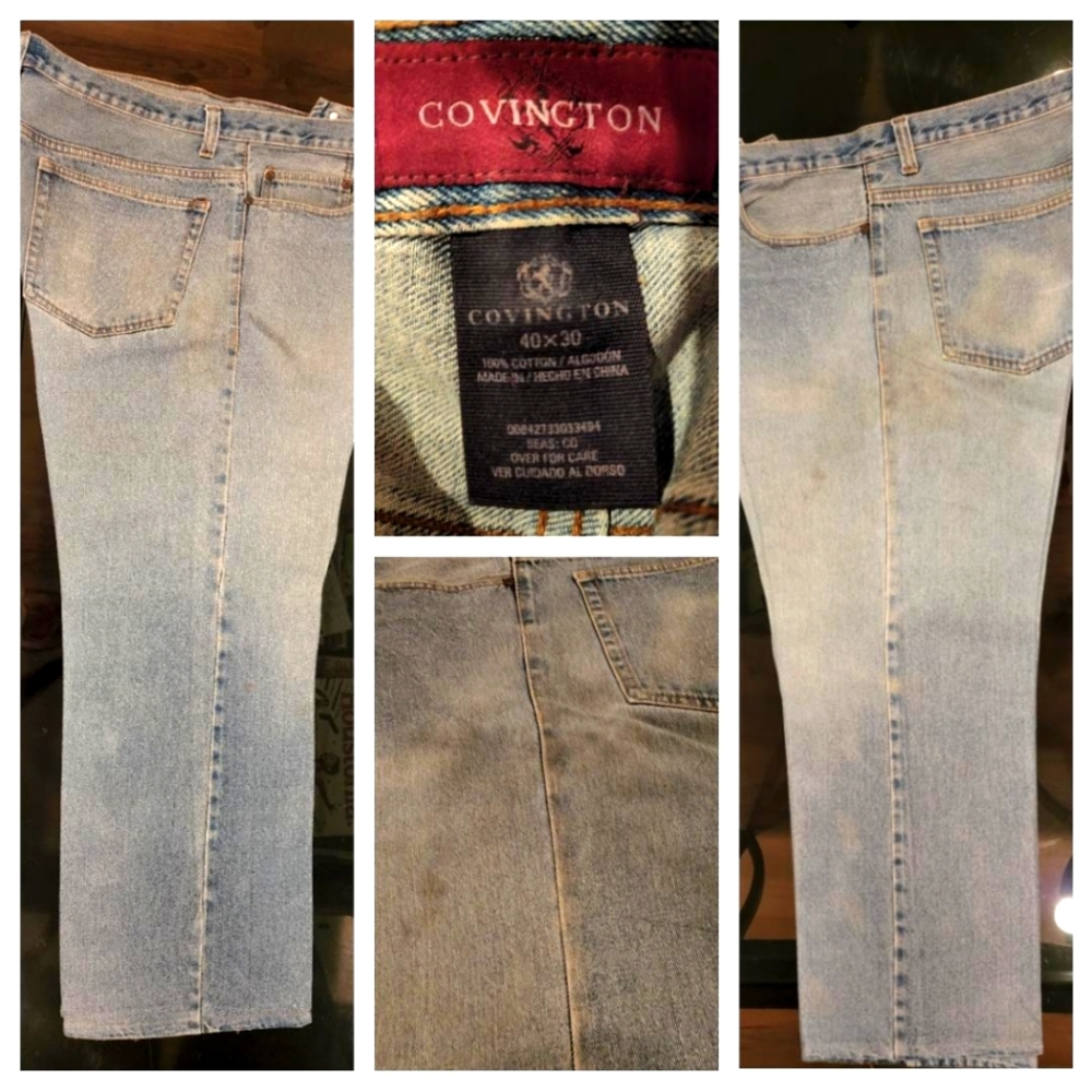 Covington, Men's, Creased, Heavy Starched, Straight Leg Jeans, Size 40X30